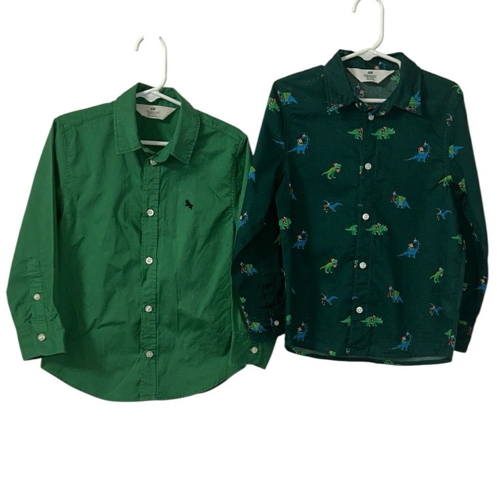 H&M Boys Green Button Down Shirt Bundle(Size 4-6yrs)